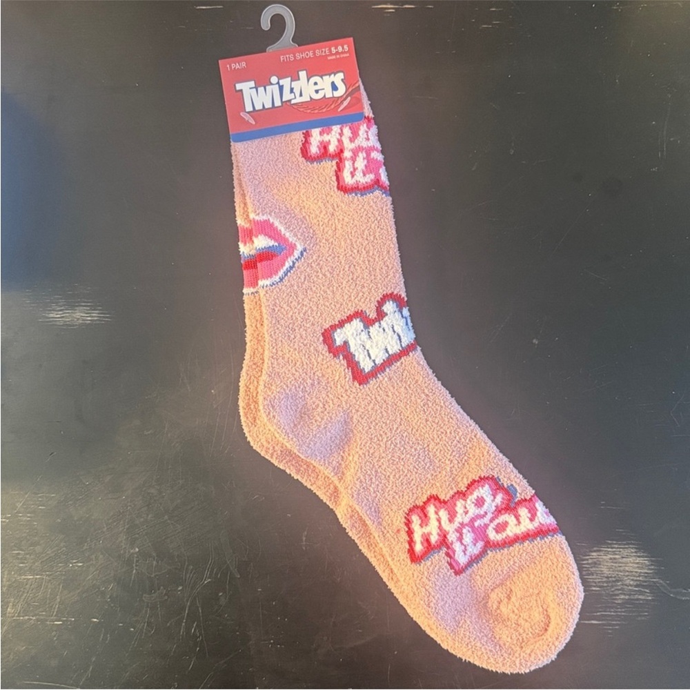 Twizzler licorice pink fuzzy cozy socks size 5-9.5 unisex